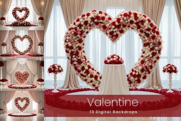 Preview of 13 Valentine Digital Backdrops digital backdrop