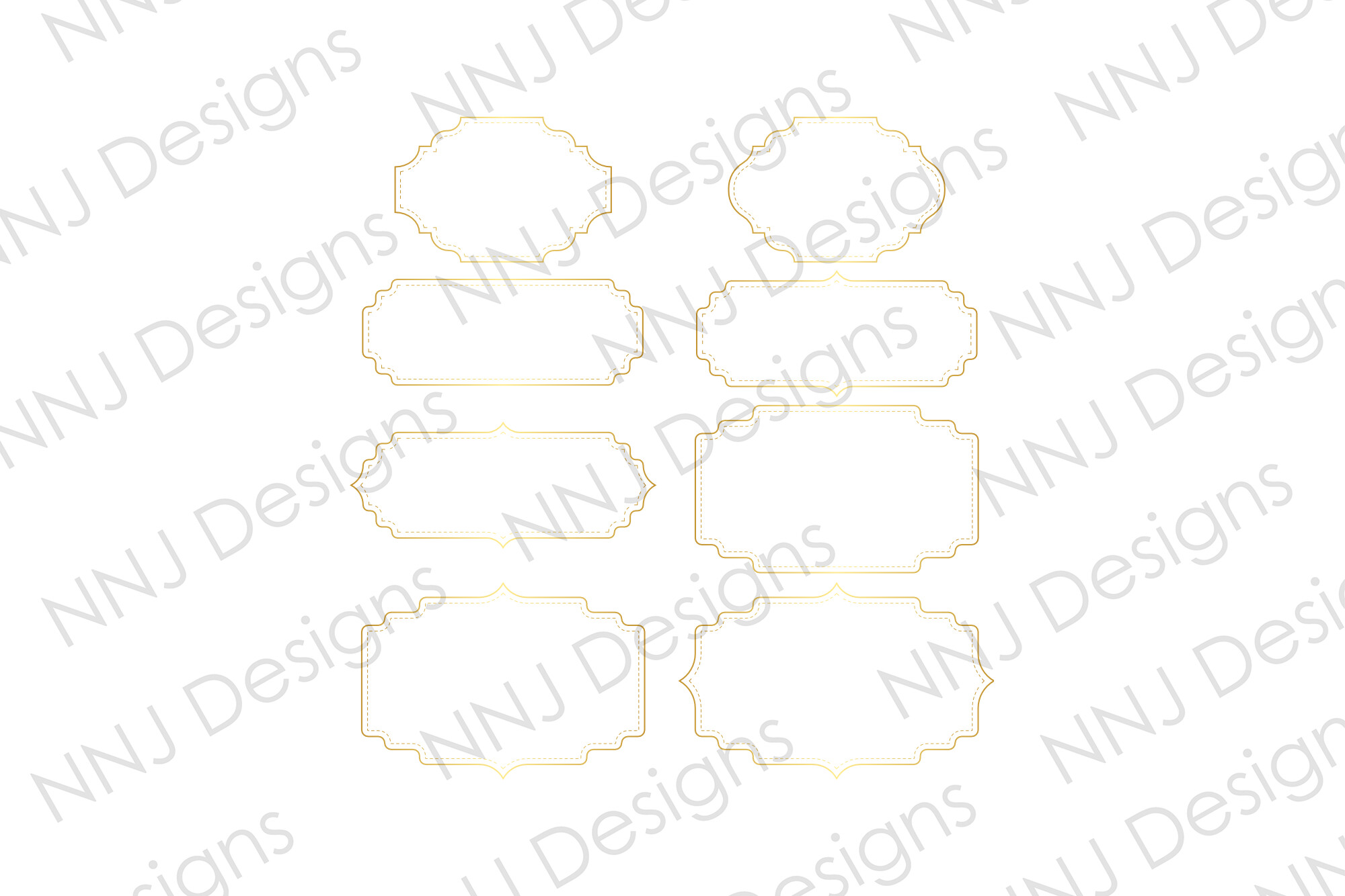 8 Vintage Gold Frame PNG Clipart