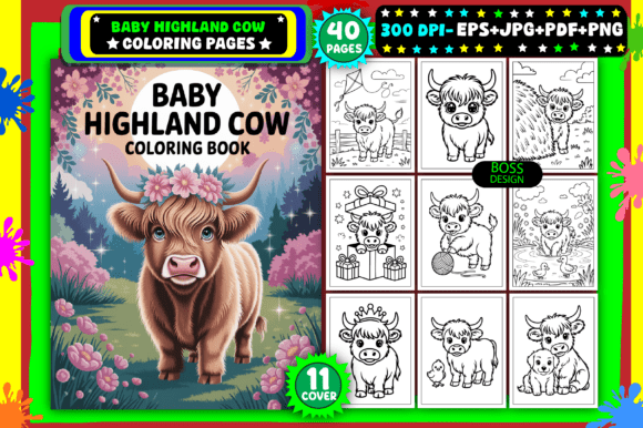 🐮 Baby Highland Cow Coloring Pages