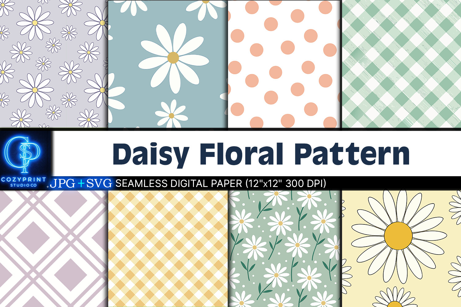 Daisy Floral Digital Paper Graphic by CozyPrint Studio Co · Creative ...