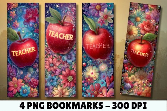 Galaxy Sparkle Apple Teacher Bookmark