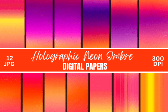 Holographic Neon Colors Ombre Background