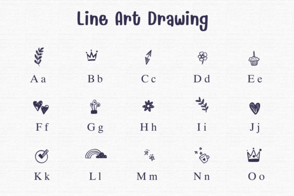 Line Art Drawing Font PNG with transparent background - Preview 1