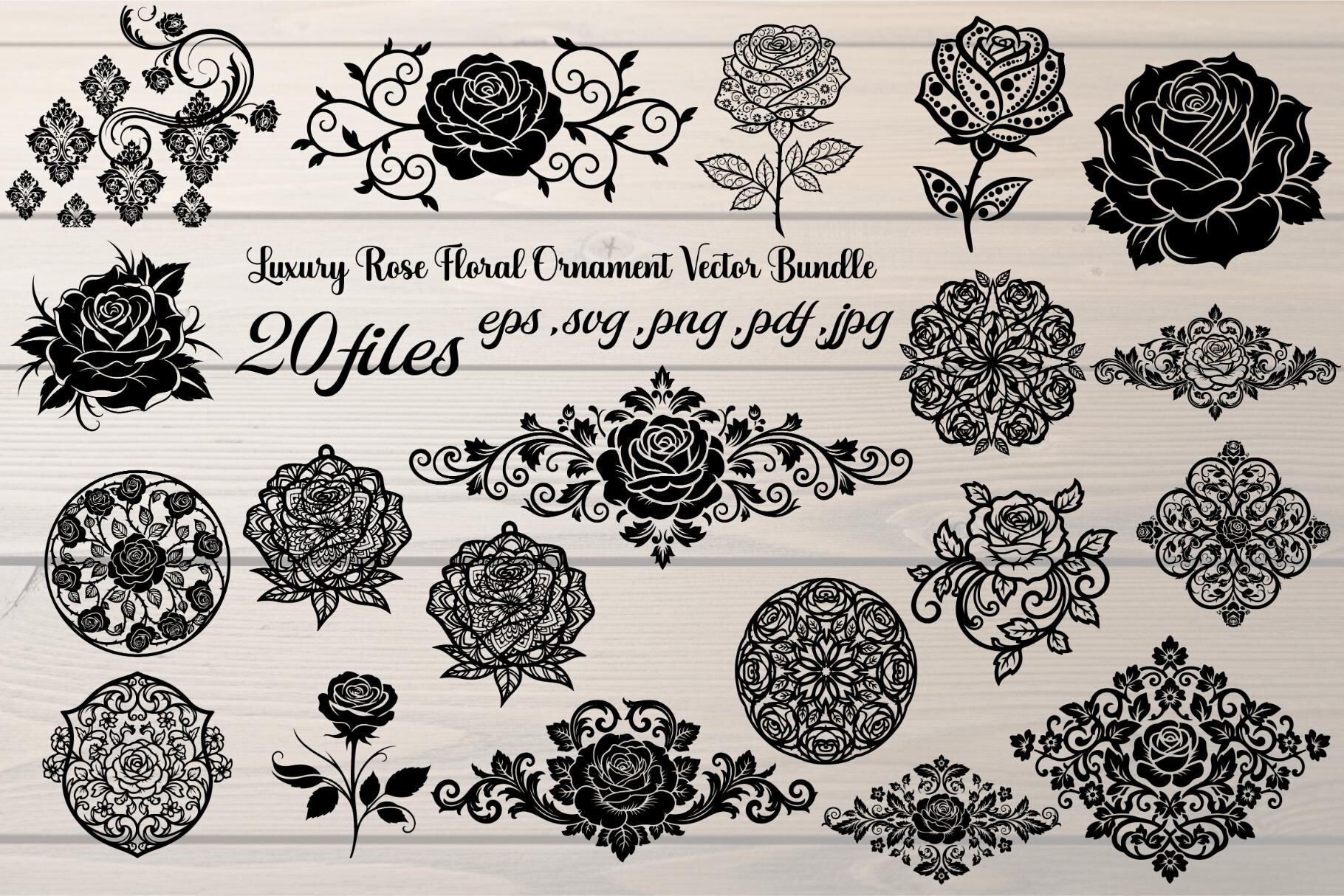 Luxury Rose Floral Ornament Vector