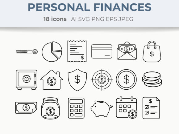 Personal Finance Line Icons Budget SVG