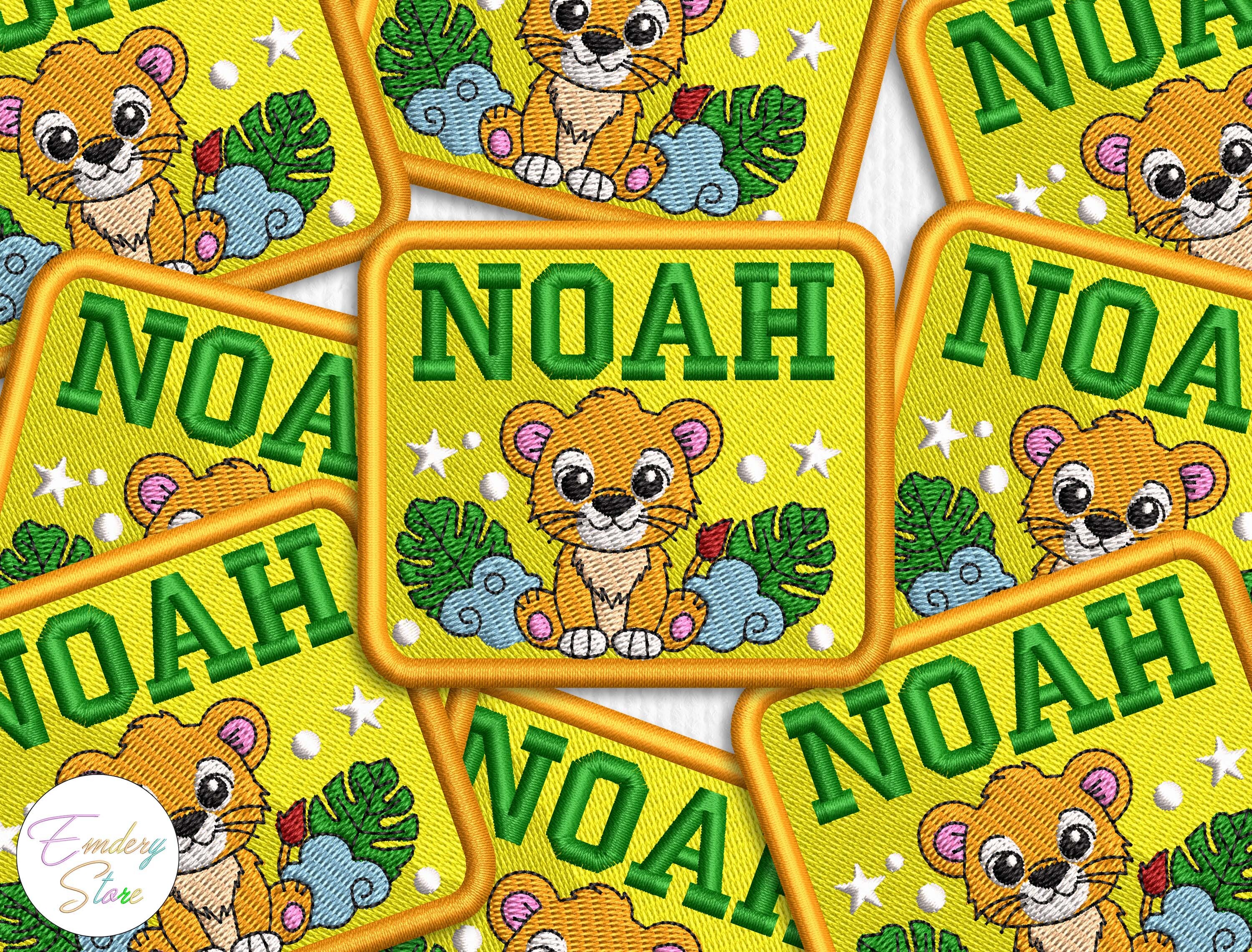 Personalized Lion Name Patch Embroidery