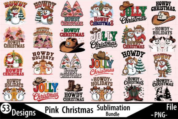 Pink Christmas Sublimation PNG Bundle