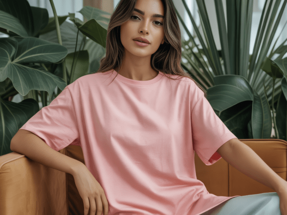 Pink Oversized T-Shirt Mockup Lifestyle