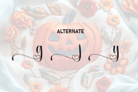 Pumpkin Embroidery Font PNG with transparent background - Preview 6