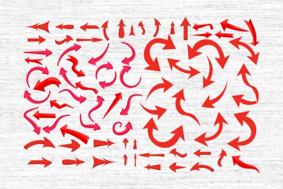 Red Arrow Icons. Curved & Directional