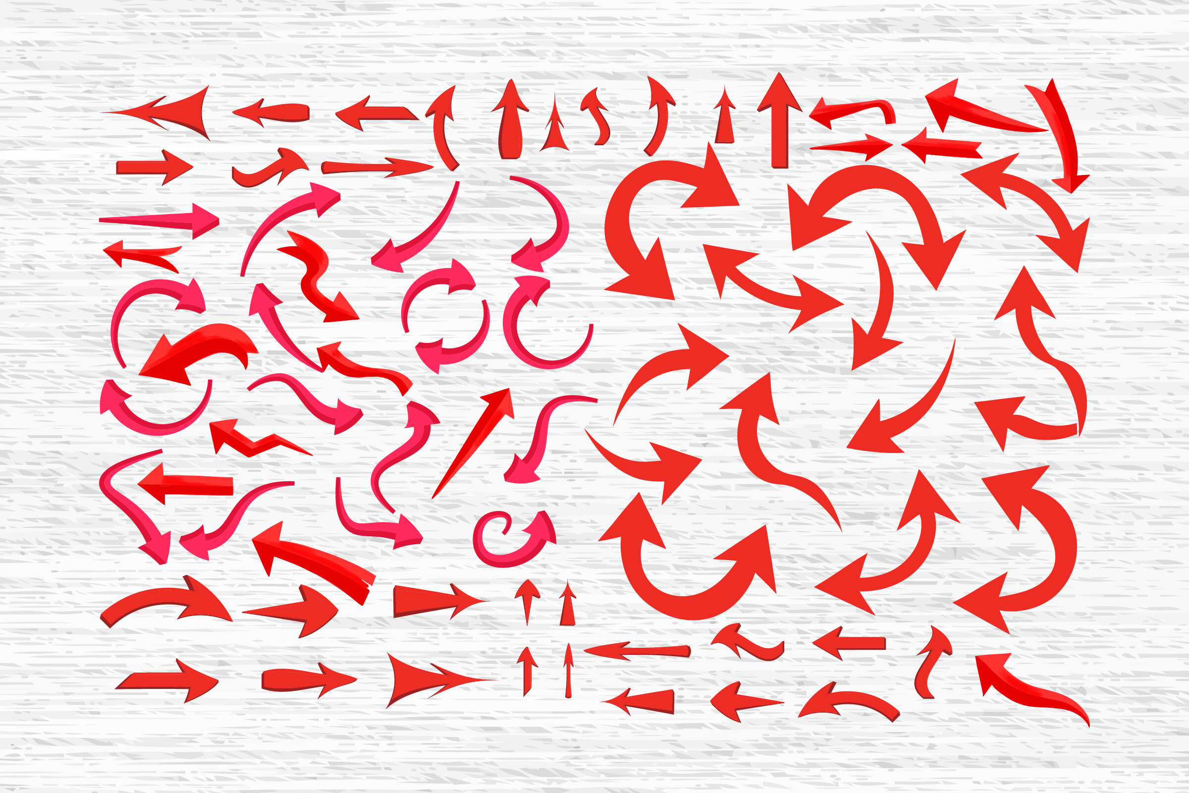 Red Arrow Icons. Curved & Directional
