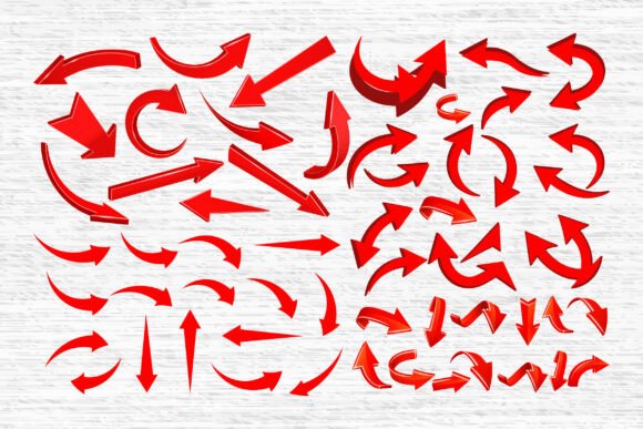 Red Arrow Icons. Curved & Directional