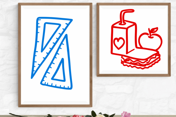 School Supplies Doodle Font PNG with transparent background - Preview 5