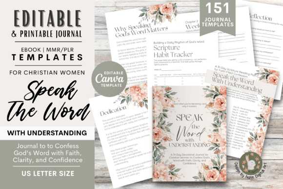 Speak the Word Devotional Journal Canva Illustration Planificateurs et calendriers Par Nann Digital Art