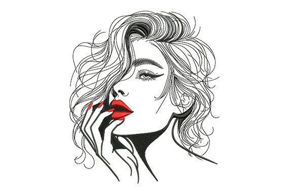 Woman with Red Lips