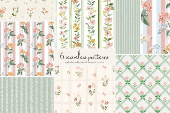 Pastel Floral Seamless Patterns Set