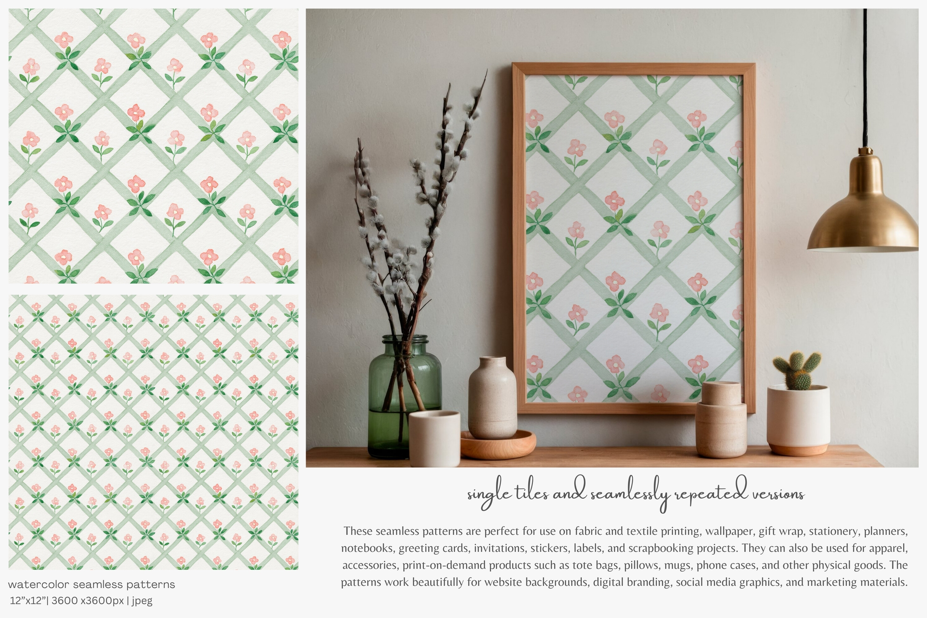 Pastel Floral Seamless Patterns Set - photo 7