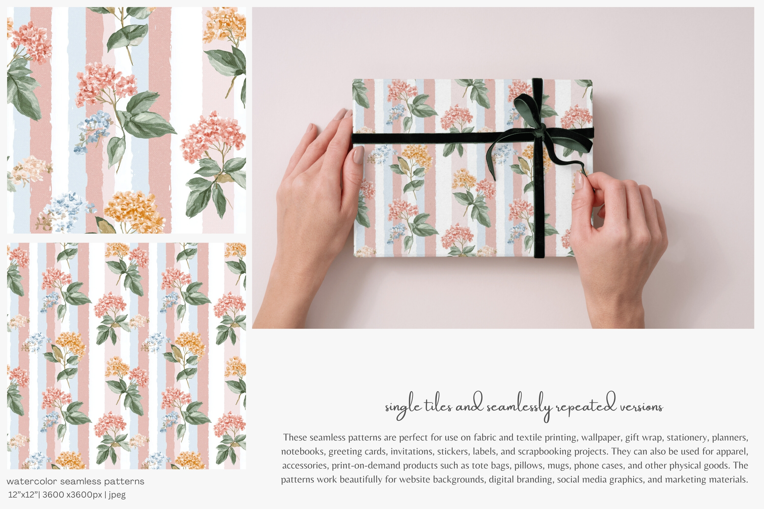 Pastel Floral Seamless Patterns Set - photo 9