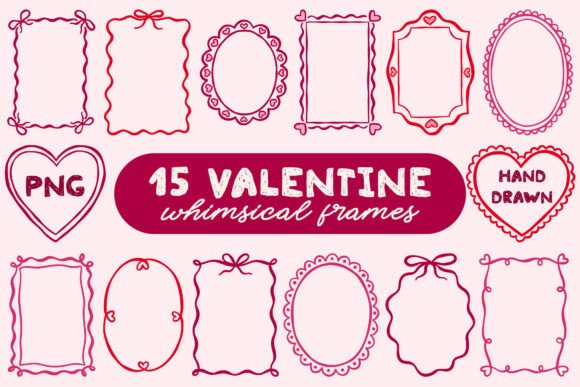 15 Coquette Valentine Frames PNG Bundle
