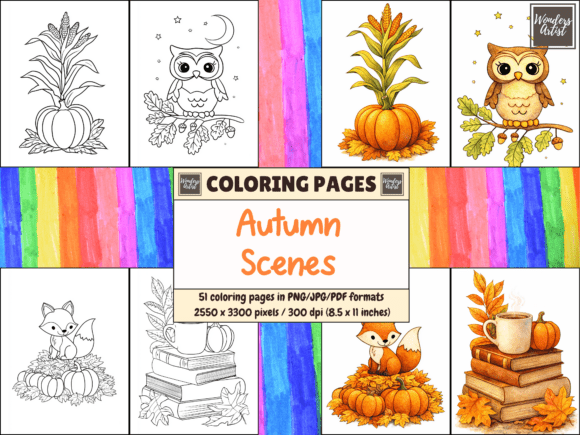 Autumn Scenes Coloring Pages