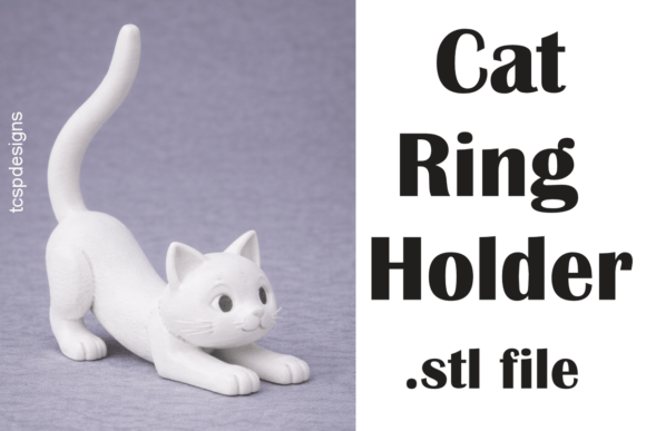 Cat Ring Holder 3D Model - Easy 3D Print STL for Decor & Gifts - Image 2