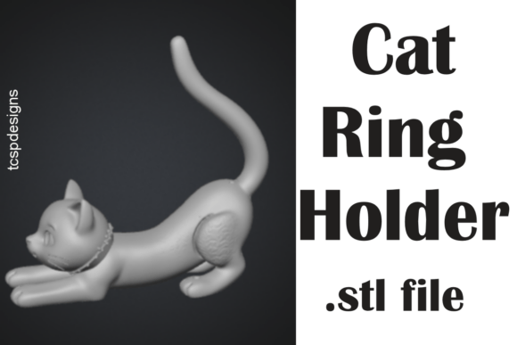 Cat Ring Holder 3D Model - Easy 3D Print STL for Decor & Gifts - Image 3