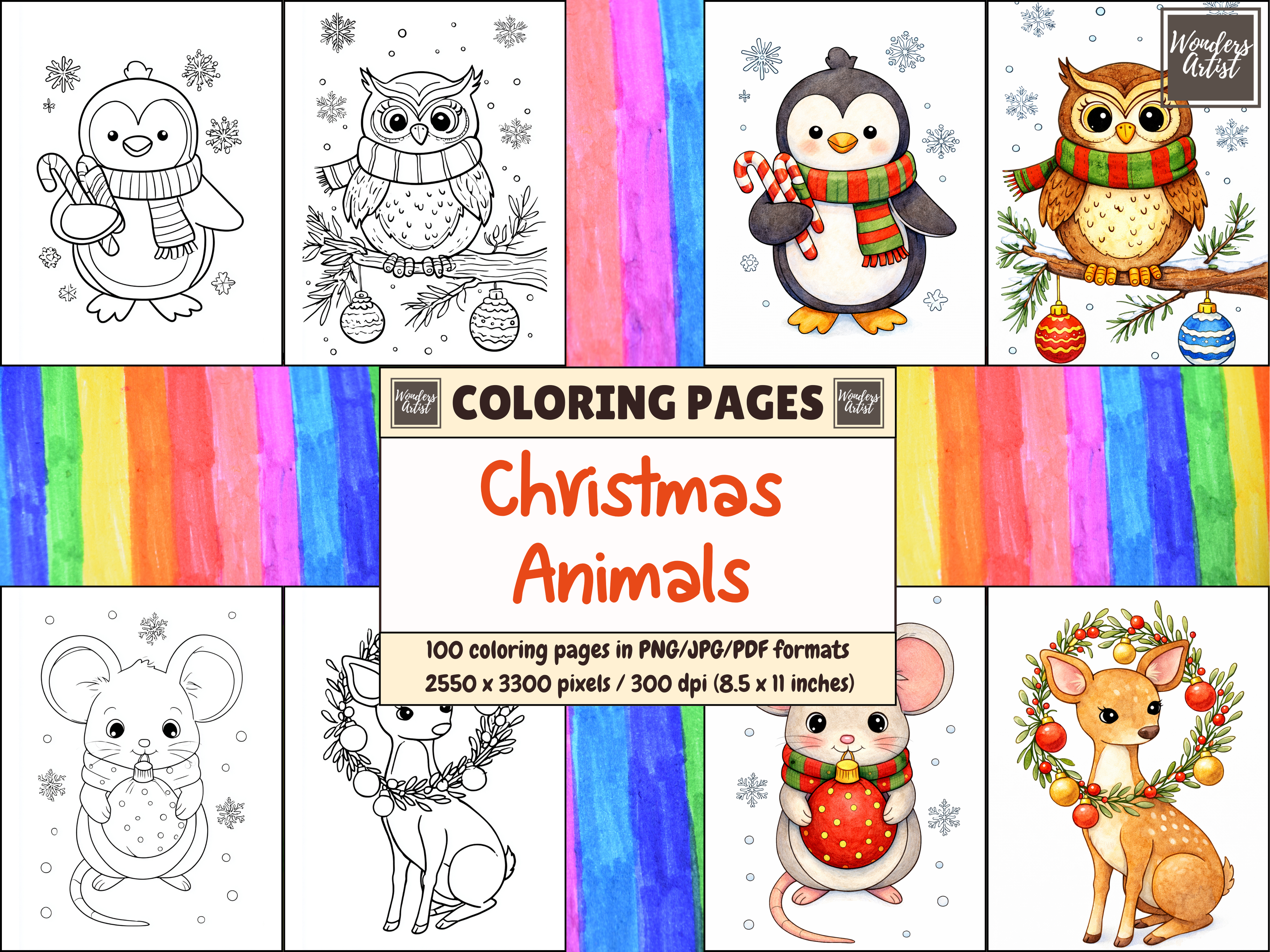 Christmas Animals Coloring Pages