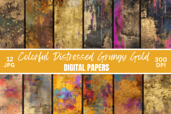 Colorful Grungy Gold Digital Paper