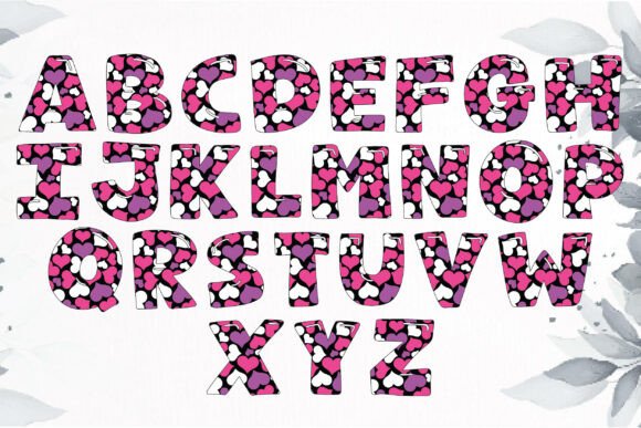 Colorful Valentine Pack Font PNG with transparent background - Preview 1