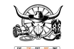 Cowboy Skeleton SVG, Western Skull Graphic by CraftPioneer · Creative ...