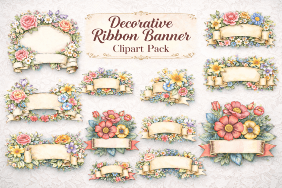 Decorative Ribbon Banner Clipart Pack