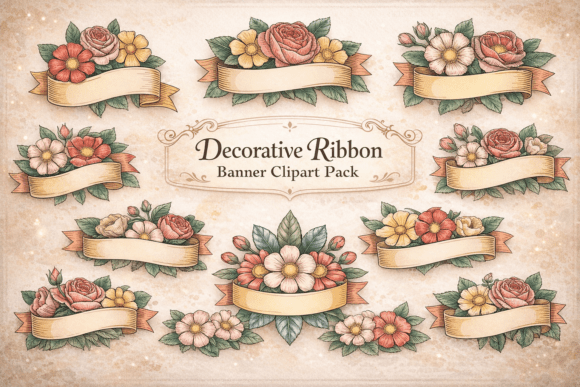 Decorative Ribbon Banner Clipart Pack