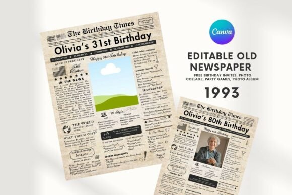 EDITABLE 31 Birthday Newspaper