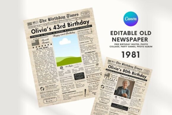 EDITABLE 43 Birthday Newspaper