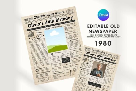 EDITABLE 44 Birthday Newspaper