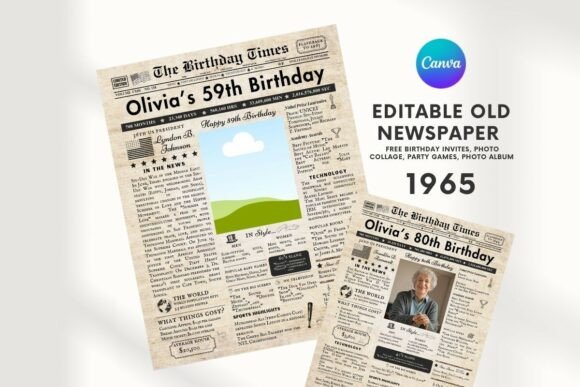 EDITABLE 59 Birthday Newspaper