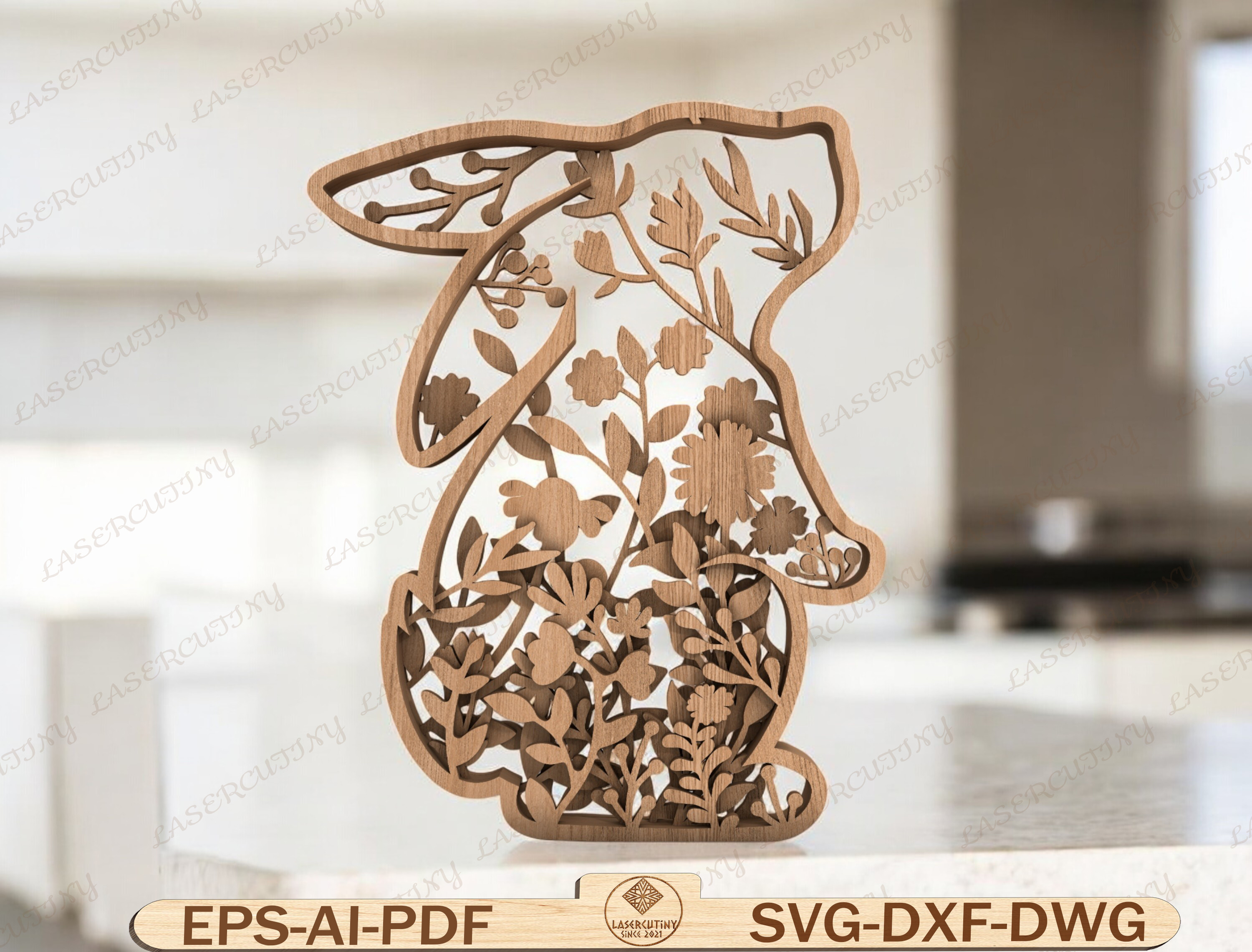 Easter Wooden Bunny Laser Cut File · Creative Fabrica