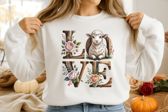 Floral Bible Faith Love Lamb PNG