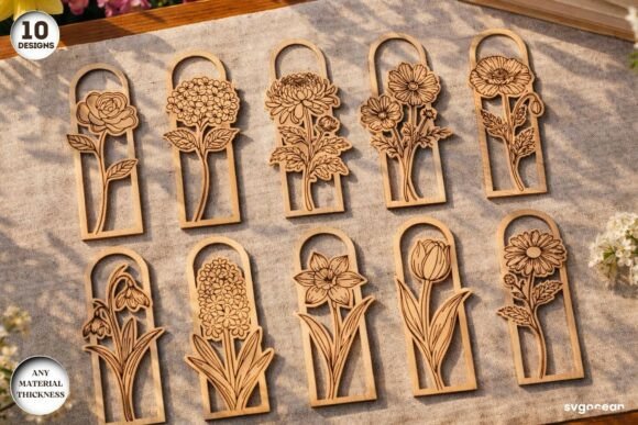 Flowers Bookmark Laser Cut Bundle