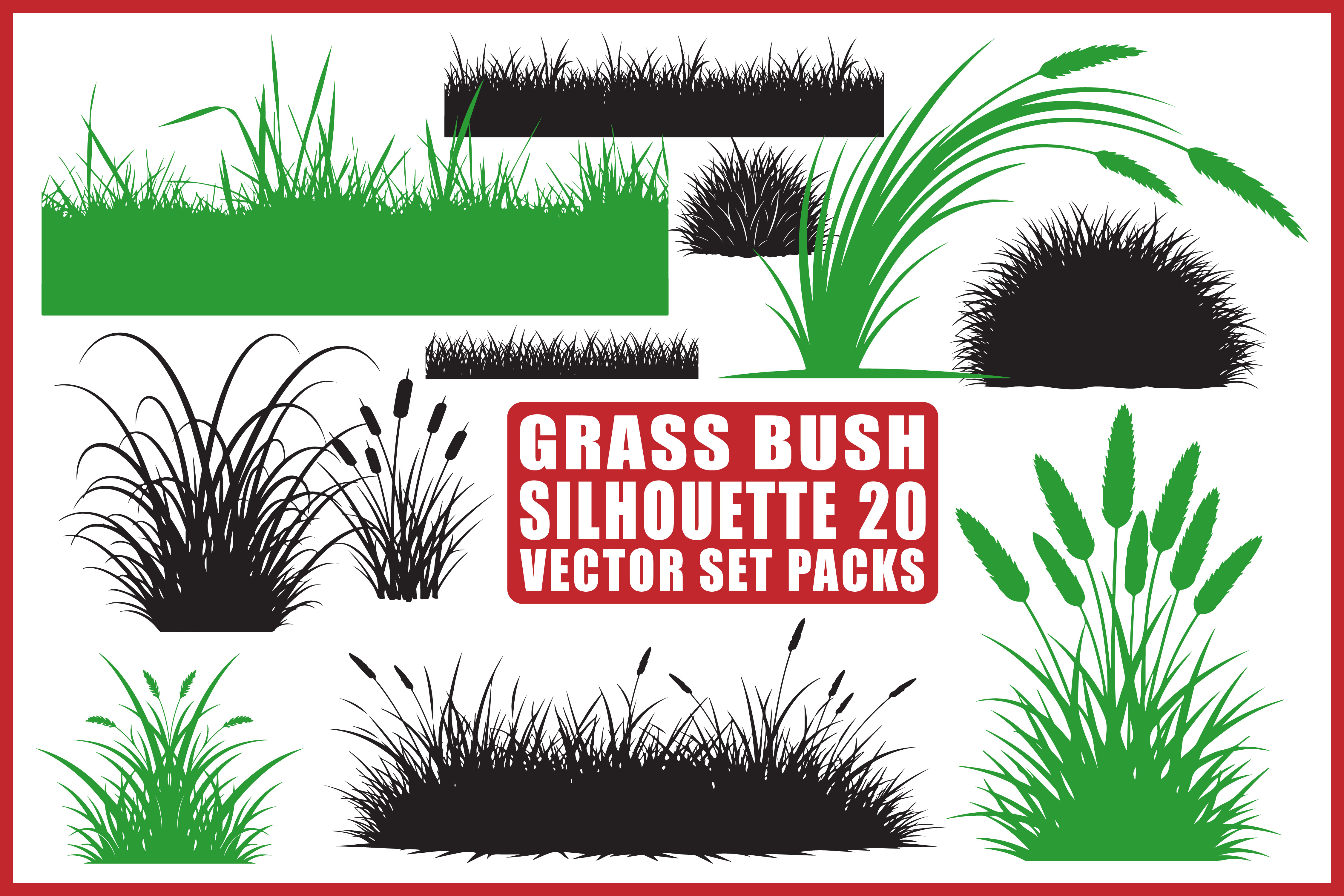 Grass Bush Silhouette SVG Bundle