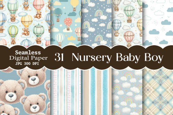 Nursery Baby Boy Digital Paper