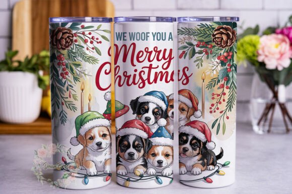 Puppy Christmas 20oz Tumbler Wrap