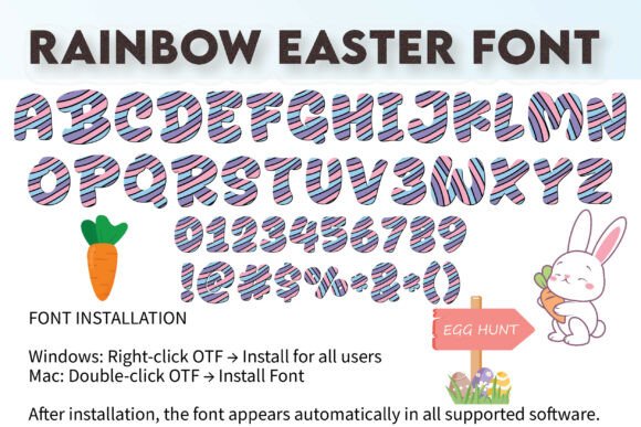 Rainbow Easter Font PNG with transparent background - Preview 3