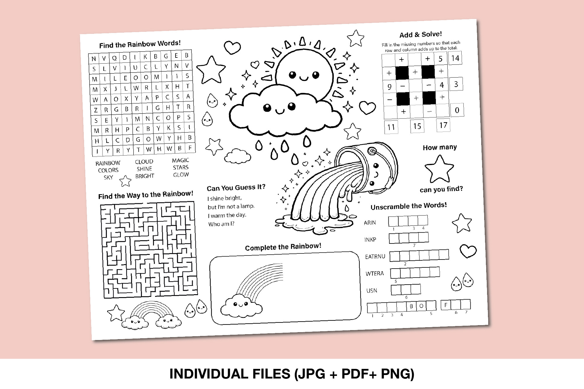 Rainbow Kids Activity Placemat