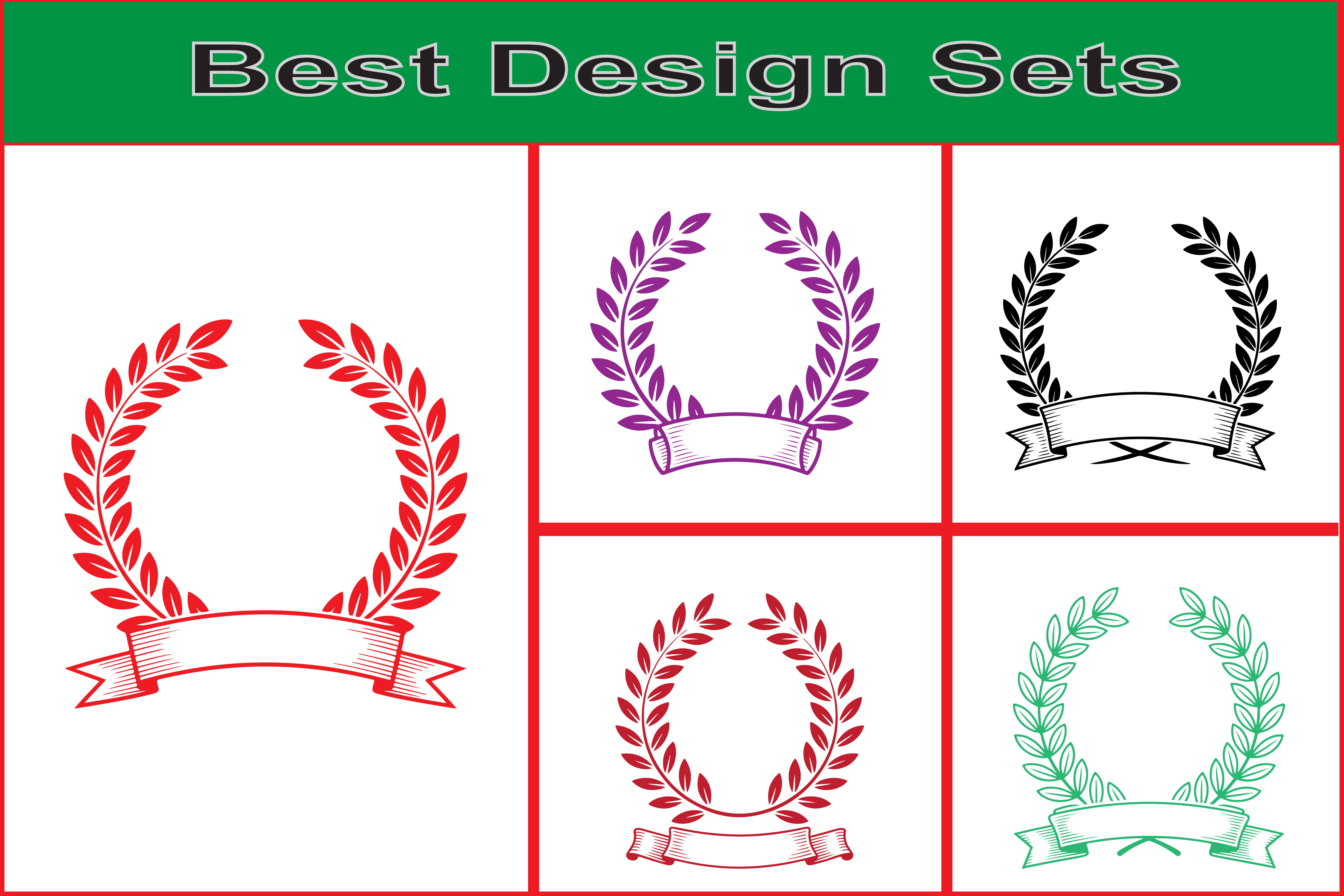 Victory Laurel Wreath Badge Design Set