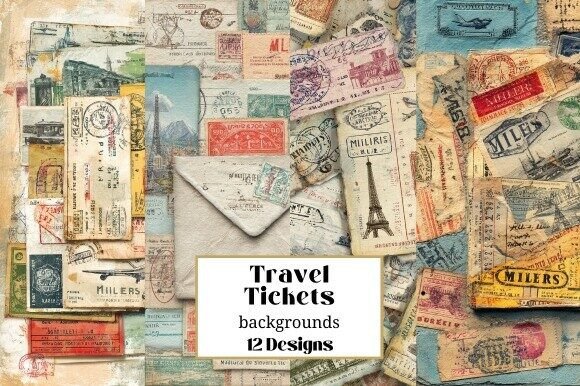 12 Vintage Travel Junk Journal Backgroun Graphic Backgrounds By Laura Beth Love