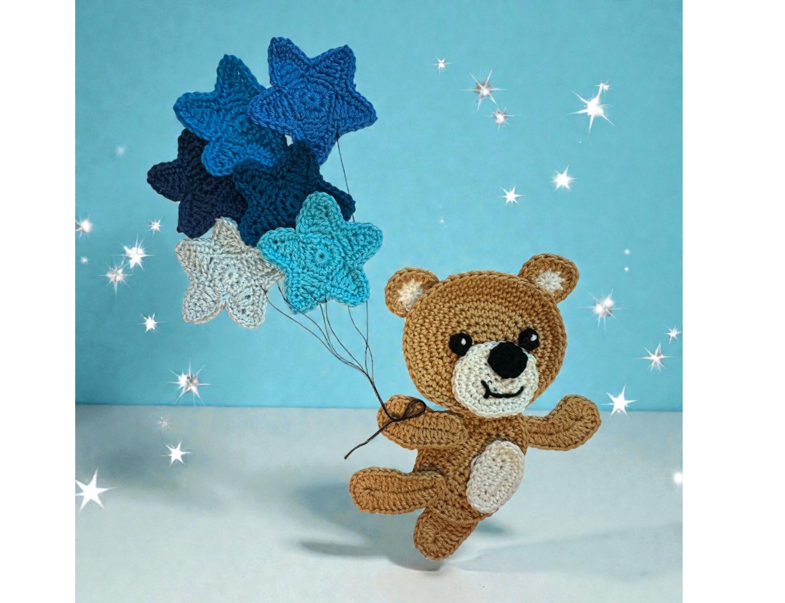 Bear with Balloons Crochet Applique