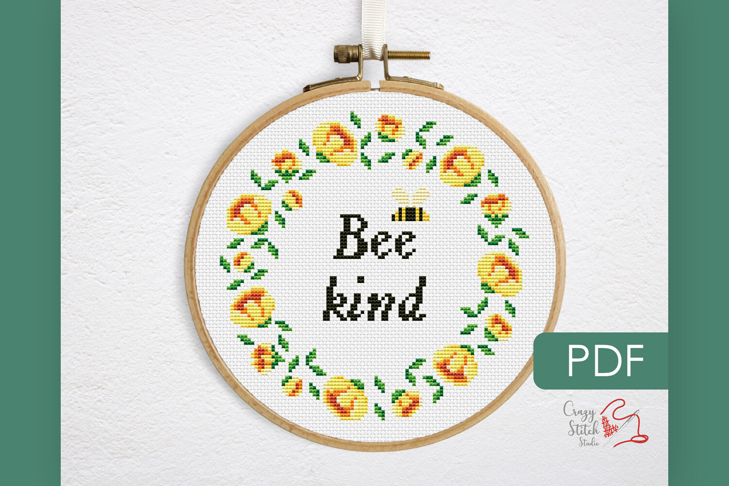 Bee Kind Cross Stitch Pattern, Quote