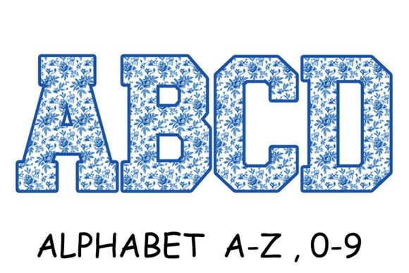 Blue Floral Alphabet Letters & Numbers