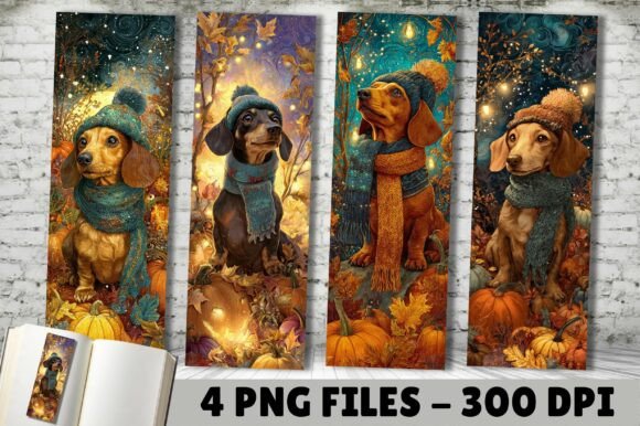 cozy winter dachshund dog scarf bookmark SVG for pet boutique gifts and seasonal crafts